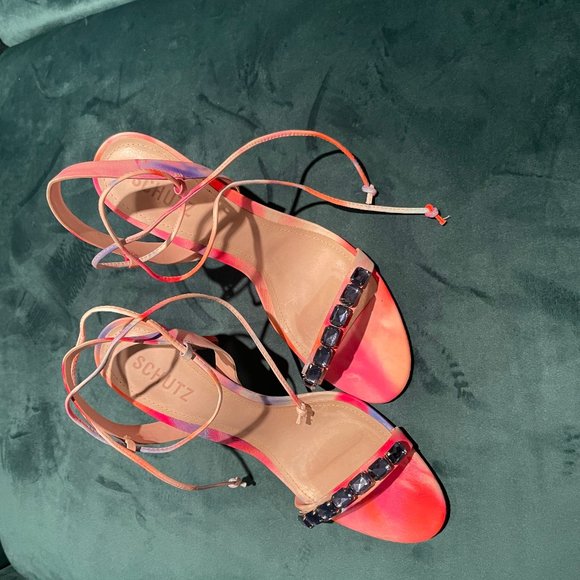 Schutz "Delylah" Bright Multicolor embellished & heeled sandal - size 10.5 - Picture 2 of 5